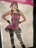 Fun World Girls Multi Color Rockin Skull Pirate Girl Costume Size Large 12-14