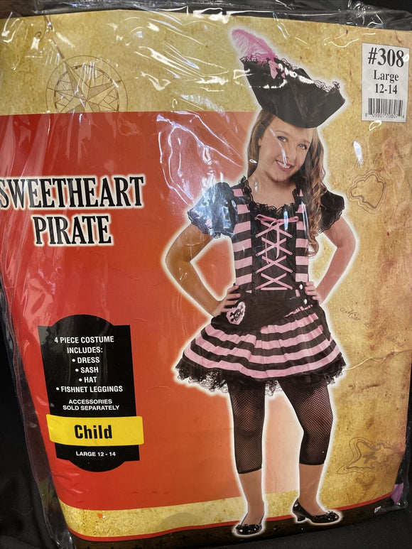 BRAND NEW Girls SWEETHEART PIRATE Child Dress Hat Large 12-14 Halloween Costume