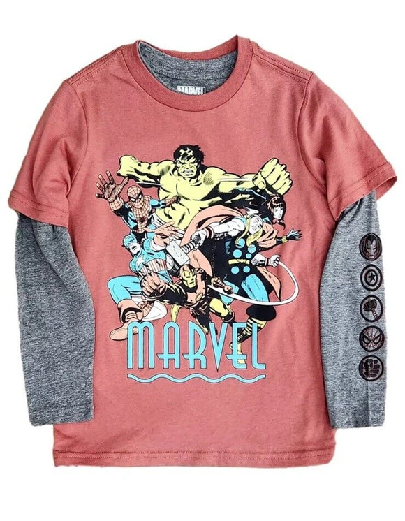 Marvel Avengers Long Sleeve & Short Sleeve Graphic T-Shirt 2Pack Size L (10/12)