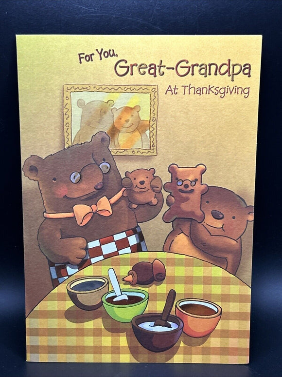 Happy Thanksgiving Great-Grandpa Greeting Card w/Envelope