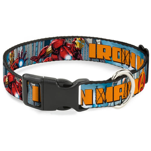 Plastic Clip Collar - IRON MAN w/Avengers Logo Cityscape- WIM015