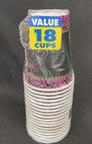 Fabulous Celebration Pink Black Adult Birthday Party 9 oz. Paper 18 Cups