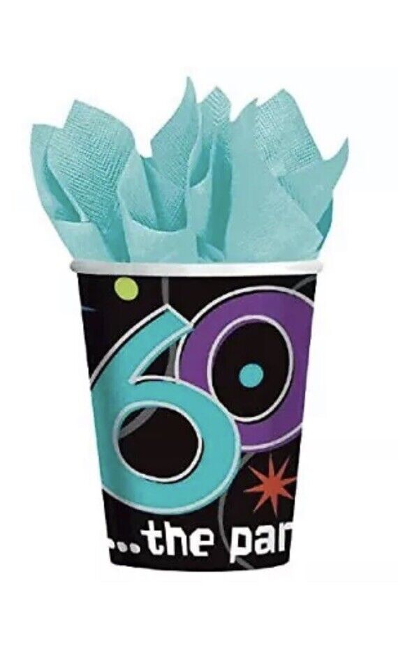 Party Continues Black Over the Hill 60th Birthday Party 9 oz. Paper Cups