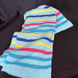 Kids Hat and Glove Set Blue W/Stripe Flower Embroidery3