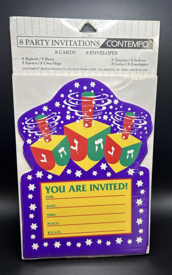 Dreidels Party Invitations 8 Count Fill-In