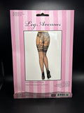 LEG AVENUE Fishnet Tights French Cut Faux Garter Belt Stockings 9281 Black OSFM