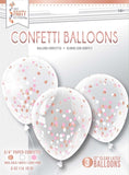 3 12” Confetti Clear Latex Balloons Confetti - Rose Gold/White/Light Pink