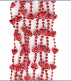 St. Valentine's Day Red Heart Shape Party Beads Plastic Necklaces Metallic 4/PK