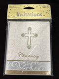 Divinity Cross Silver Gold Religious Christian 8 Party Invitations Christening2