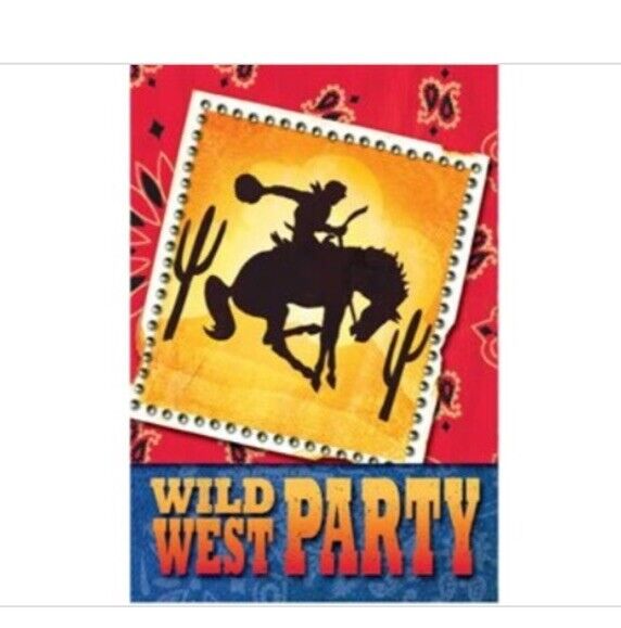 Cowboy Party Folded Invitations 8ct