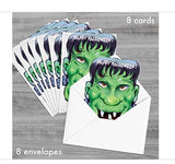 Halloween Packaged Cards, Frankenstein’s Monster Design (8 Cards w/Envelopes)