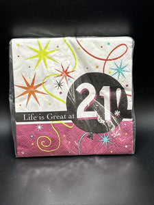 Life is Great at 21! Beverage Napkins 16-3Ply