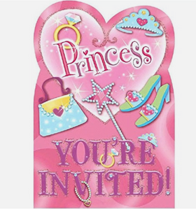 Sparkling Princess Pink Fancy Girls Kids Birthday Party Invitations w/Envelopes