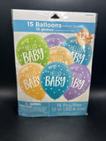 Fisher-Price Hello Baby Latex Balloons 15ct. Baby Shower Party Decoration Supply