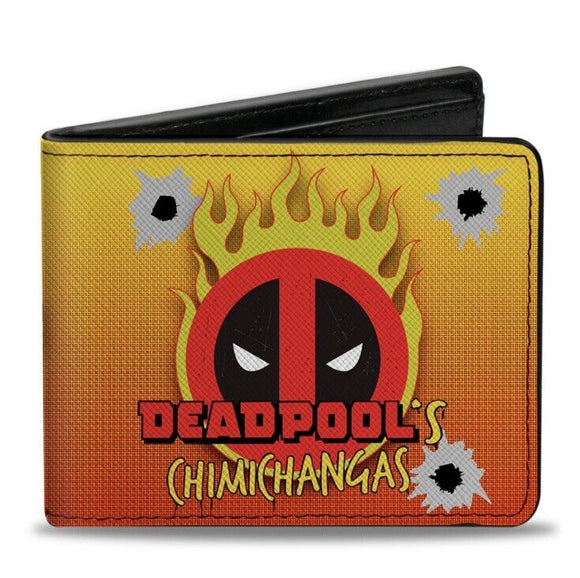 Marvel Deadpool Bifold Wallet Chimichanga Flaming Logo & Food Truck