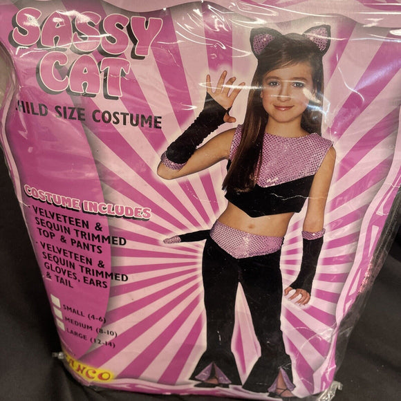 Girls Sassy Cat Large 12-14 Costume