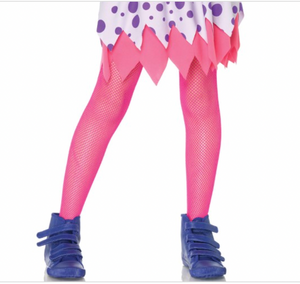 Enchanted Costumes Girls Neon Pink  Fishnet Tights  Large 7-10