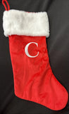 RED VELVET Initial  WHITE FUR CUFF MONOGRAM B CHRISTMAS STOCKING0