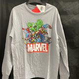 Kids Crew Neck Marvel Long Sleeve Graphic T-Shirt, L (10/12) , Gray