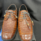 Boys Emilio Uno Brown Crocodile Lace Up Dress Shoes Size 5 1/2