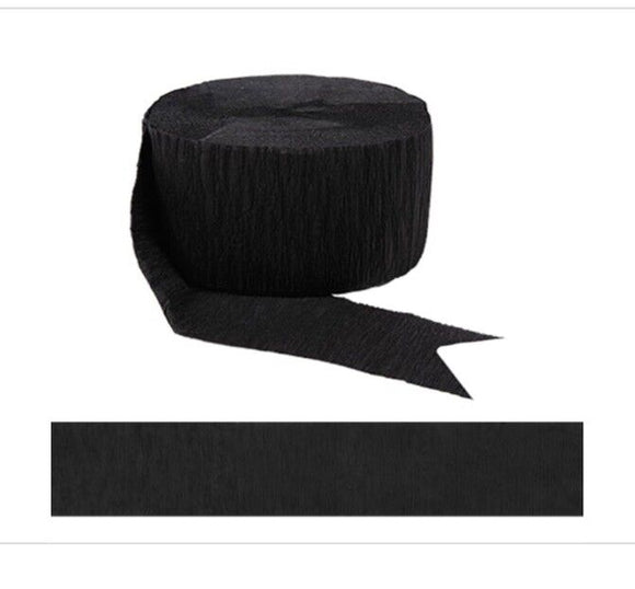 Amscan Paper Crepe Jet Black Streamer - 81 ft - 1 Roll