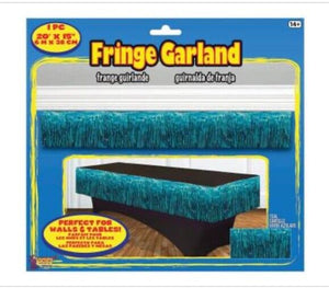 Teal Tinsel Fringe Garland, 20" x 15" Perfect For Tables & Walls