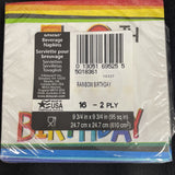 16TH Rainbow Birthday 16ct. 2-Ply Beverage Napkins Party Supplies