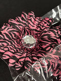 Lot Of 12 4” Pink & Black Zebra Craft Flowers w/ 1” Center Rhinestone1