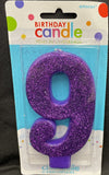 Amscan Purple Glitter Birthday Candle Number 9