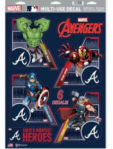 Atlanta Braves  /  MARVEL Multi-Use 6 Piece Decals 11" x 17"