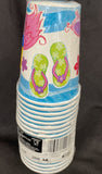 Summer Fun Flip Flop Pool Beach Flamingo Luau Theme Party 9 oz. Paper Cups