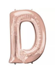 Rose Gold Foil Letter D Air Fill Birthday Party Self Sealing Balloon 16"