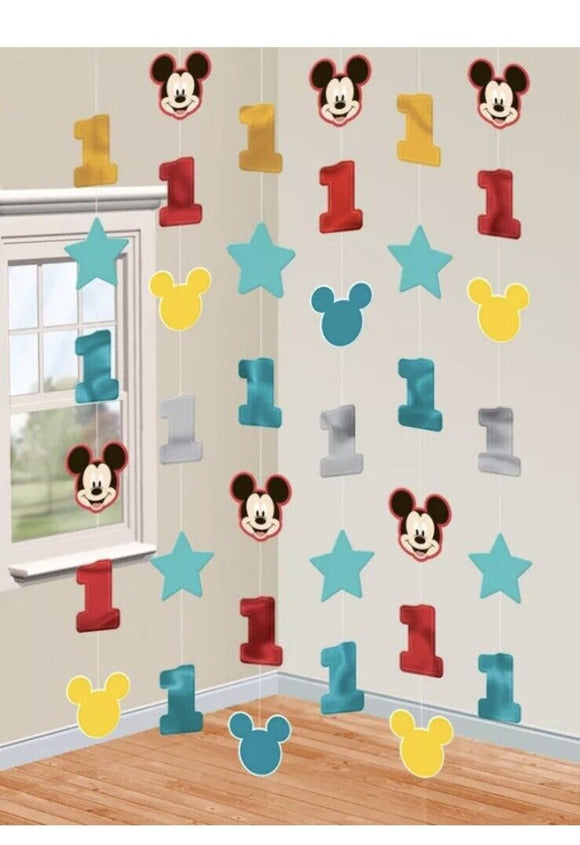 MICKEY FUN TO BE ONE String Decorations Birthday Party Supplies Pack of 6