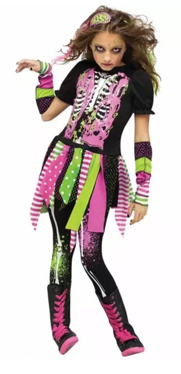 Neon Zombie Girl's Halloween Costume Small