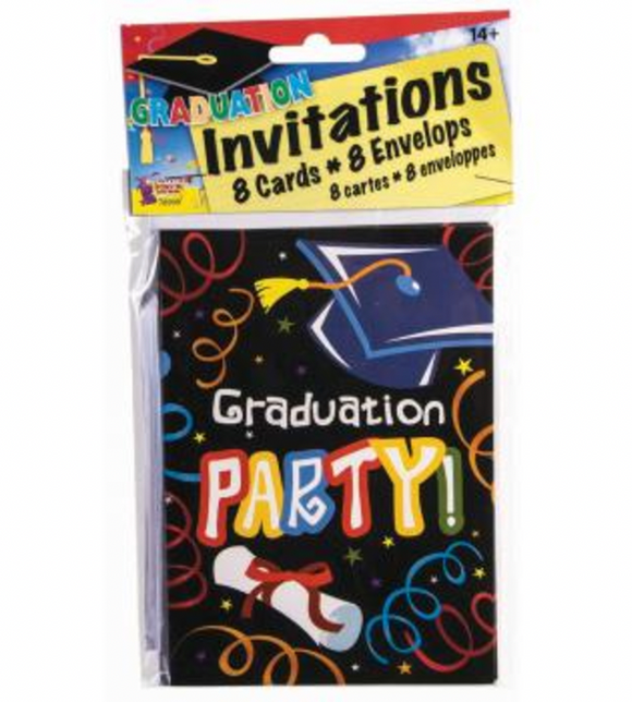 Graduation Fill-In Party Invitations & Envelopes Pack of 8