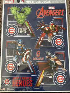 Chicago Cubs   /  MARVEL Multi-Use 6 Piece Decals 11" x 17"