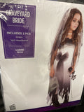Graveyard Bride Halloween Costume Wedding Dress &Veil Child Size Large  12-14