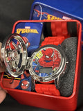 Spiderman Logo Spinner Flip Cover LCD Youth Watch W/Red Band In Collectable Box2