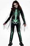 Glow Reaper Grim Skeleton Girls Child Costume Size Large 12-14