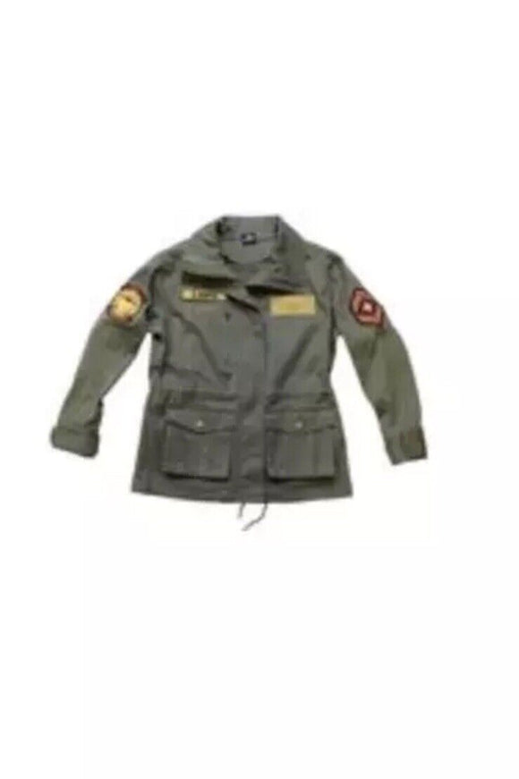 Captain Marvel Carol Danvers Army Green Full Zip Patch Utility Jacket XLarge