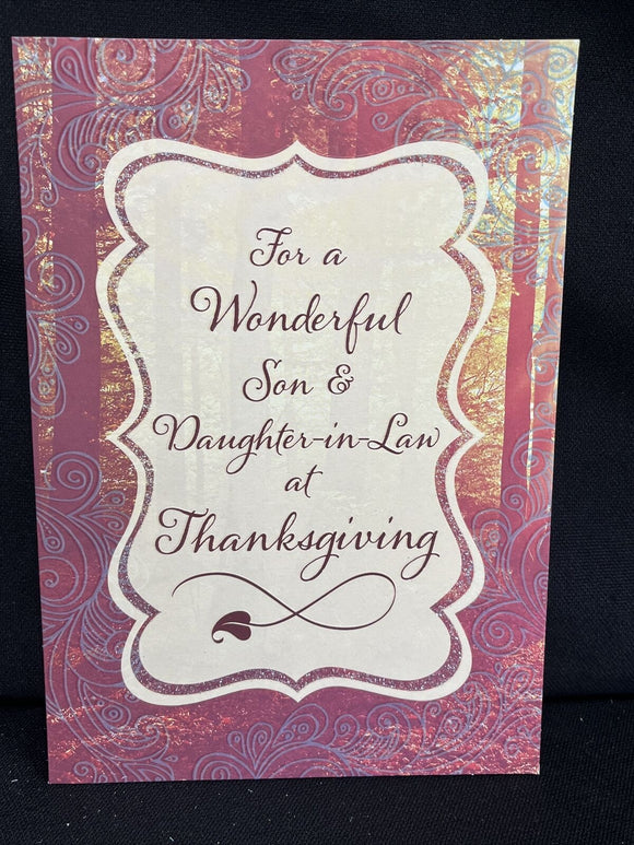 Happy Thanksgiving Son and Daughtr-in-Law Greeting Card w/Envelope