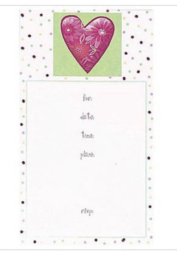 Calico Heart Fill-in Party Invitations 8ct Birthday