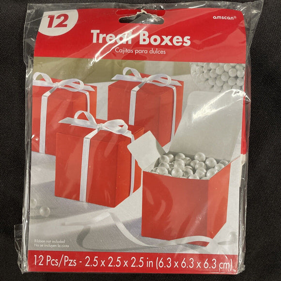 Amscan RED Cube Treat Boxes 2.5 x 2.5 x 2.5 Inches - 12 Count