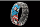 Marvel Groove Life Captain America Black & White Comic Silicone Ring Size 11