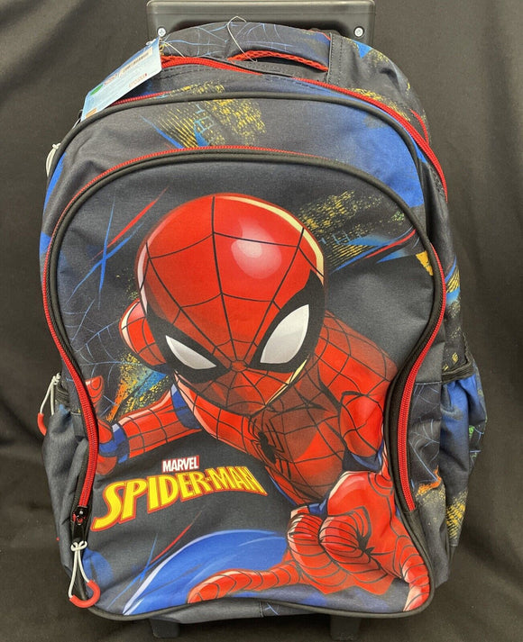 Spiderman 3 Zipper Compartment Rolling Backpack W/Handle