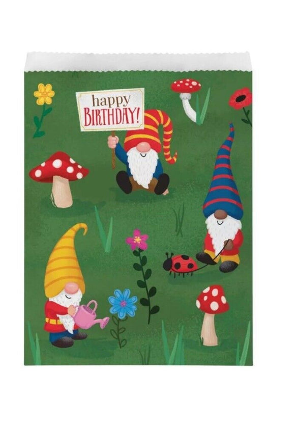 Party Gnomes Happy Birthday Treat Bags Paper 8.75