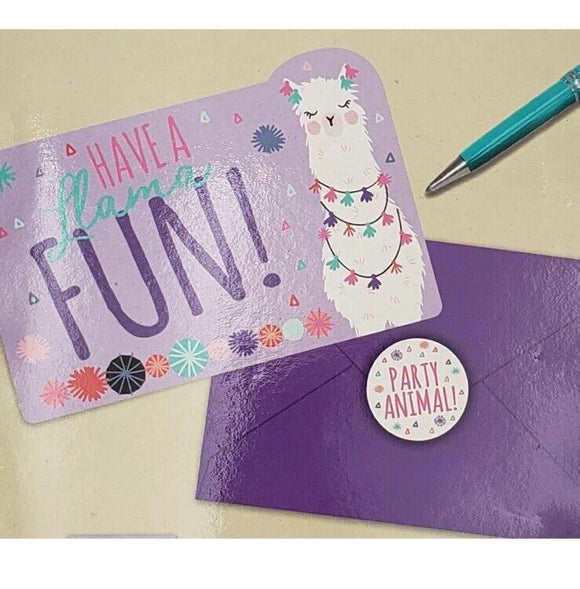 Llama Fun 8 Birthday Party Invitations Cards Notes Stationery Supplies New
