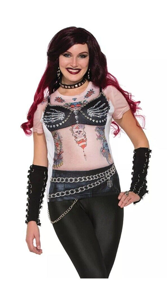 Women's Bad Gang Member Biker Printed Costume Sublimation Shirt Large 12-14