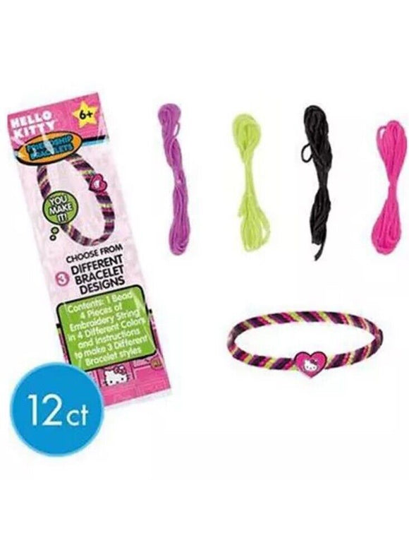 HELLO KITTY Neon Tween FRIENDSHIP BRACELETS (12) ~ Birthday Party Supplies Favor