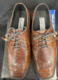 Boys Emilio Uno Brown Crocodile Lace Up Dress Shoes Size 4 1/2